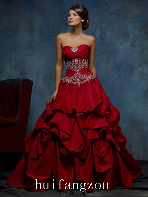 Red Silver Embroidery Bridal Wedding Prom Dresses Gown | eBay